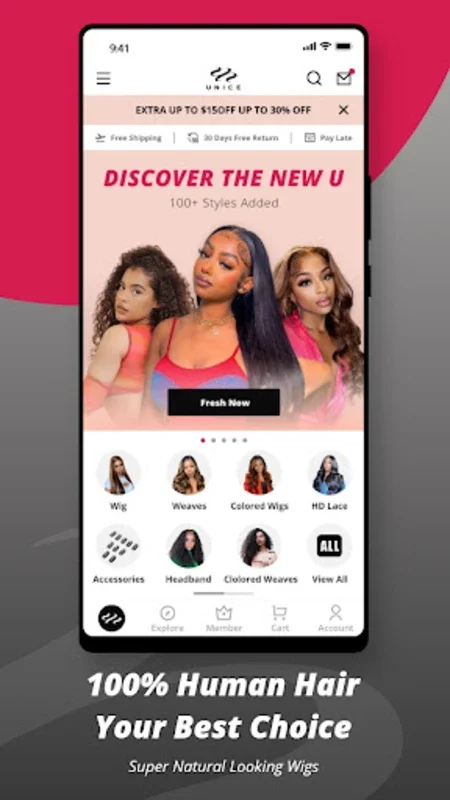 UNice: Wigs & Hair Bundles for Android - Quality Hair Products