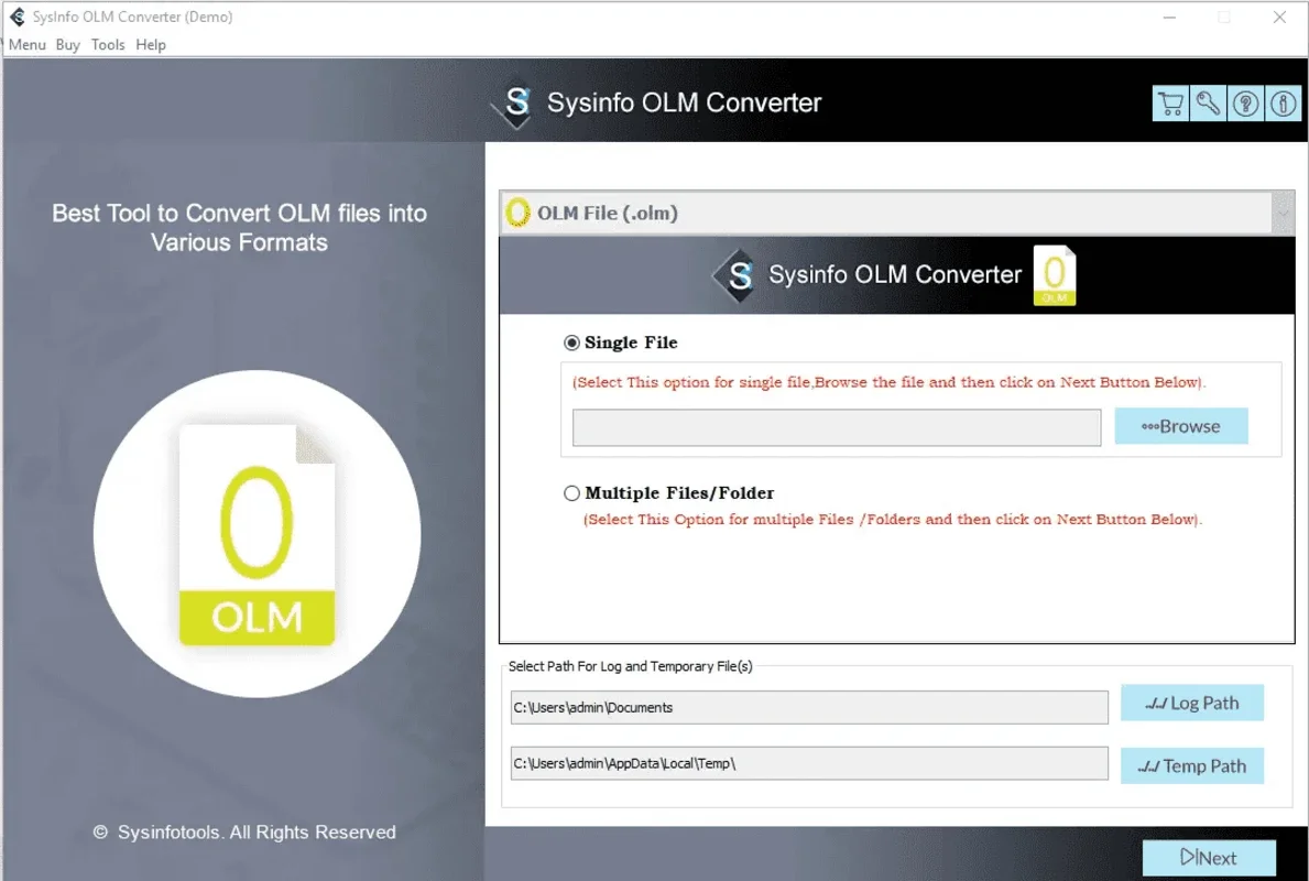 Sysinfo OLM Converter for Windows: Convert Mac OLM Files