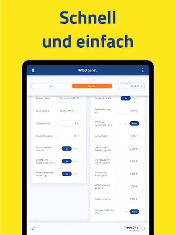 WISO Gehalt 2015 for Android: Accurate Net Salary Calculation