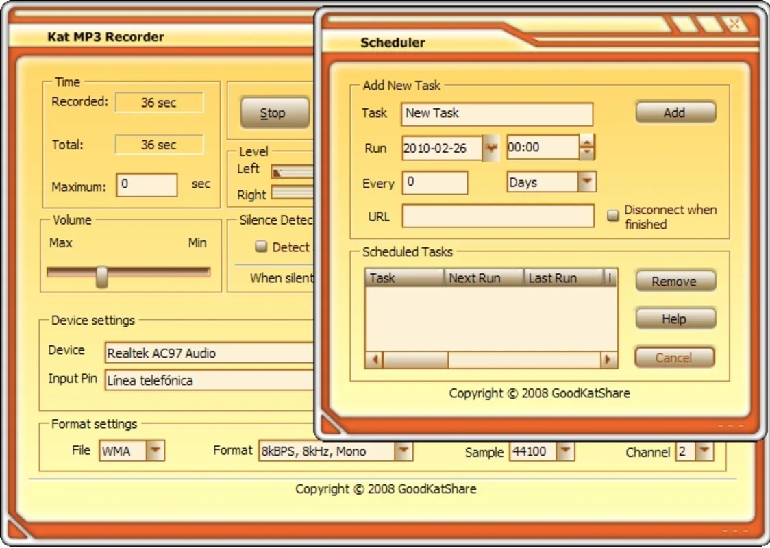 Kat MP3 Recorder for Windows - Free Sound Recording Software