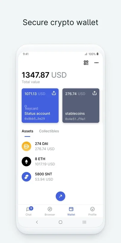 Status for Android - Manage Cryptos and Chat Securely