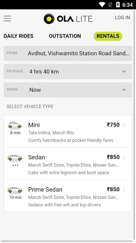 Ola Lite for Android - Compact Taxi Booking App