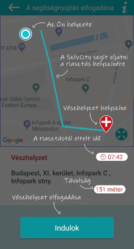 Szív City for Android: Connecting Volunteers to Emergencies