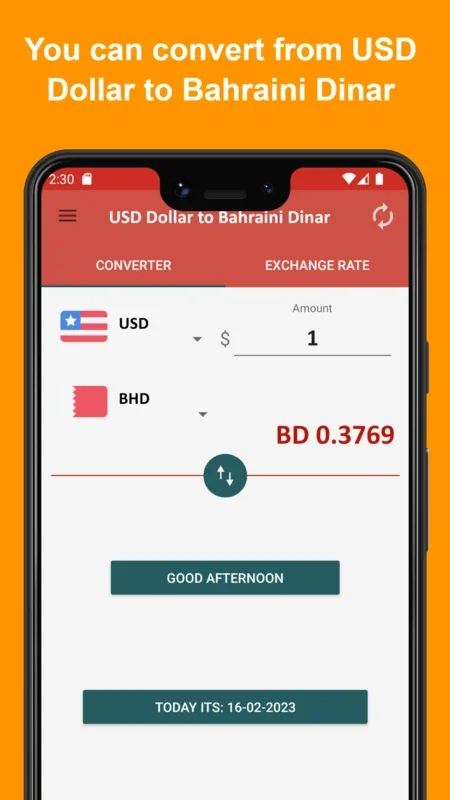 USD Dollar to Bahraini Dinar for Android - Efficient Conversion