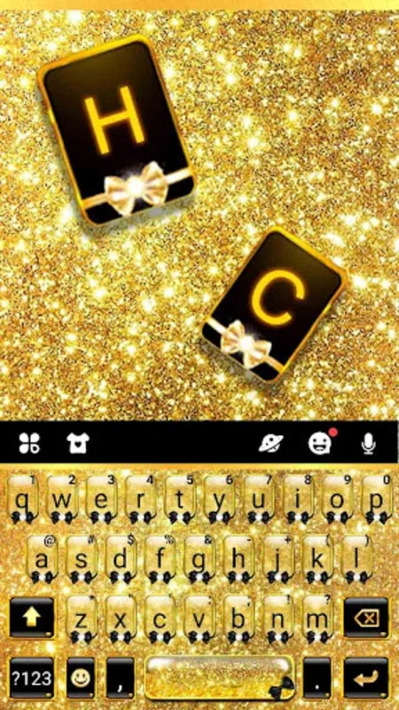 Glitter Golden Bow Theme for Android - Customizable & Smart