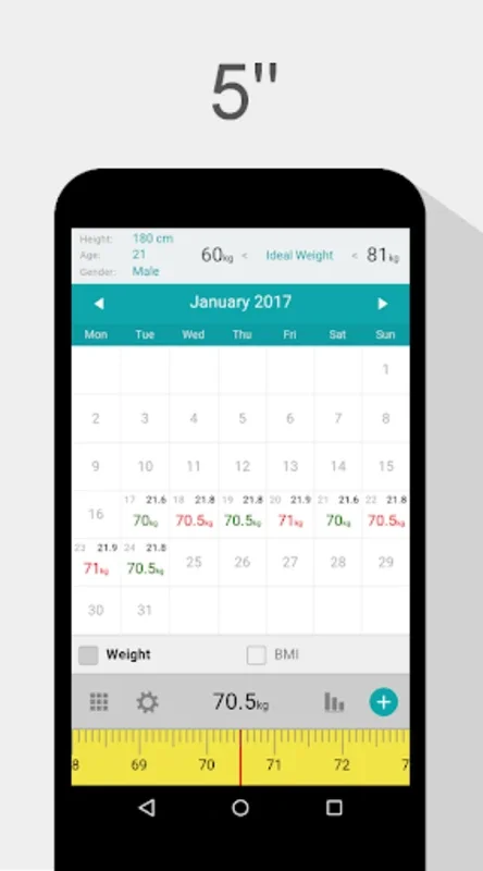 Weight Calendar for Android: Track Weight and BMI