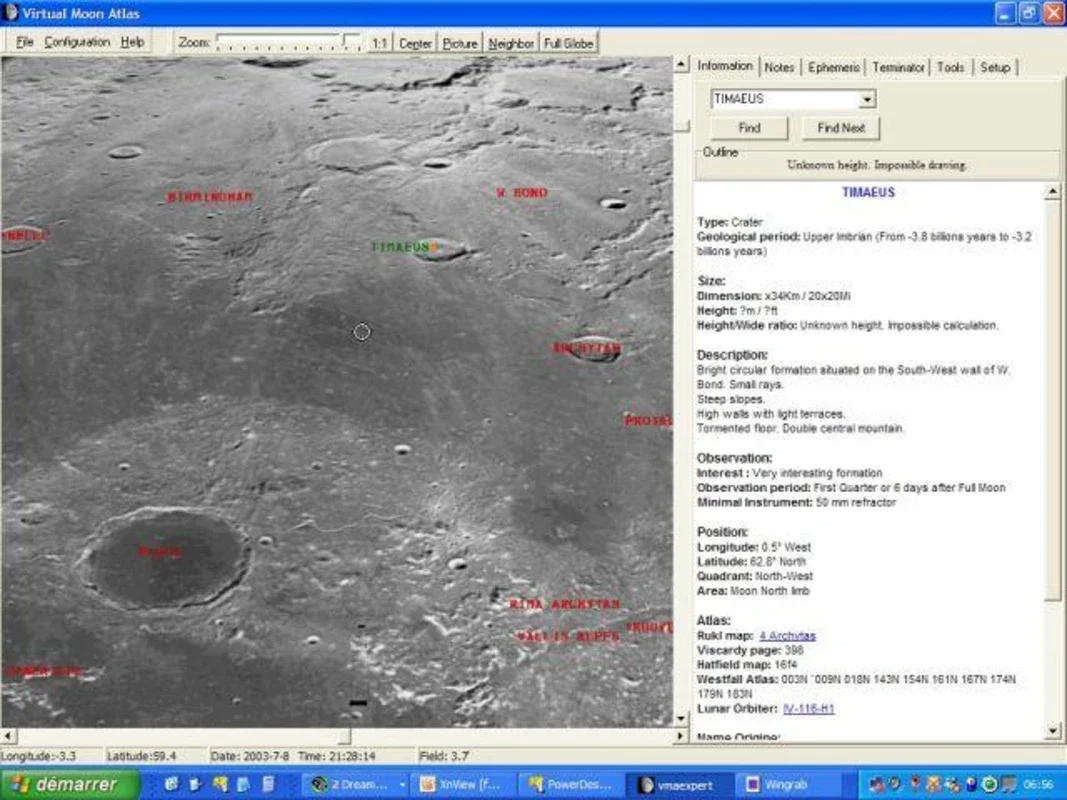 Virtual Moon Atlas for Windows - Free Exploration of the Moon