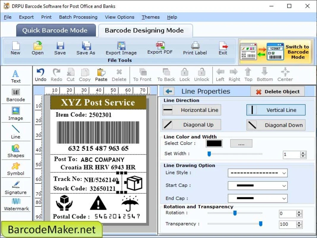 Barcode Maker Software for Post Office for Windows