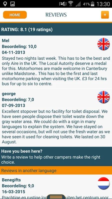 Motorhome Parkings for Android: Find Ideal Camper Sites