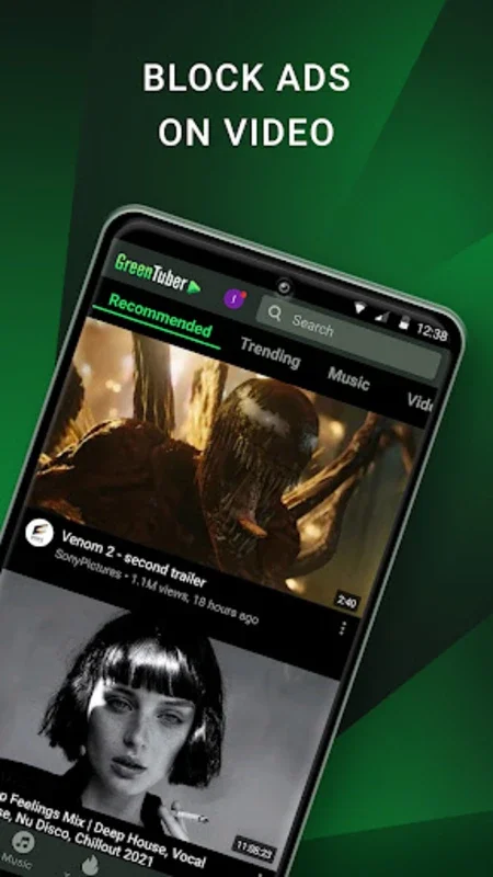 GreenTuber block ads on videos for Android - Get the APK from AppHuts