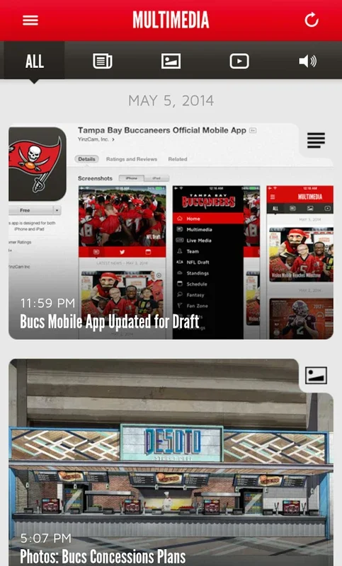 Buccaneers for Android: Engaging App with Real-Time Updates