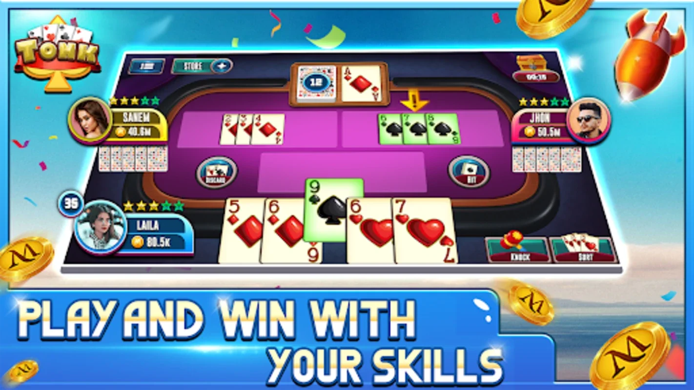 Tonk Plus for Android - Engaging Knock Rummy Game