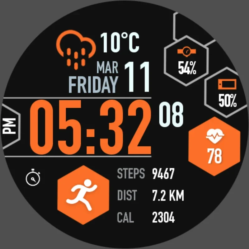 Hexane Digital Watch Face for Android - Stylish & Functional