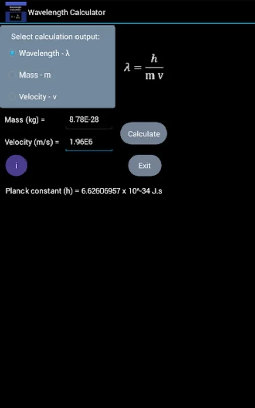 Wavelength Calculator Free for Android - Calculate Particle Wavelength Easily