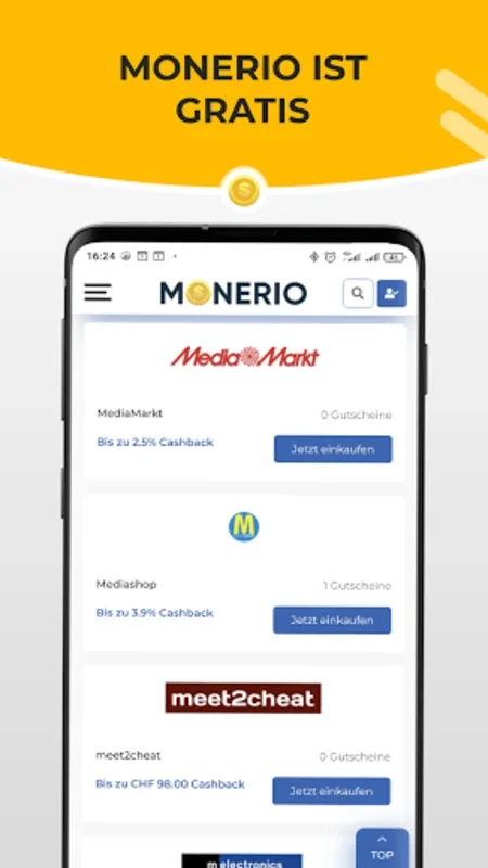 Monerio for Android: Maximize Savings with Cashback