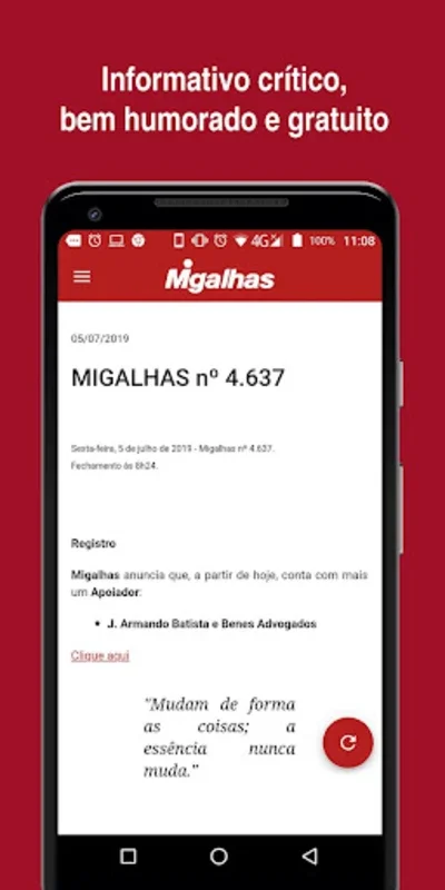 Migalhas for Android: Stay Informed on Law, Politics, and Economy