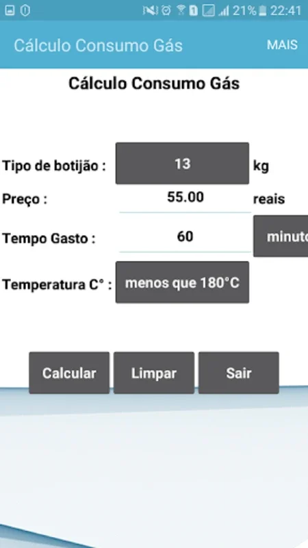 Cálculo de Consumo Gás for Android: Optimize Cooking Costs