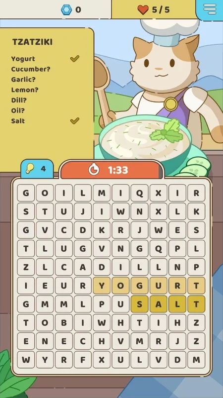 Food Words: Cooking Cat Puzzle for Android - Fun Word Game