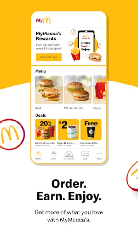 Mymacca's Ordering & Offers for Android - No Downloading Needed