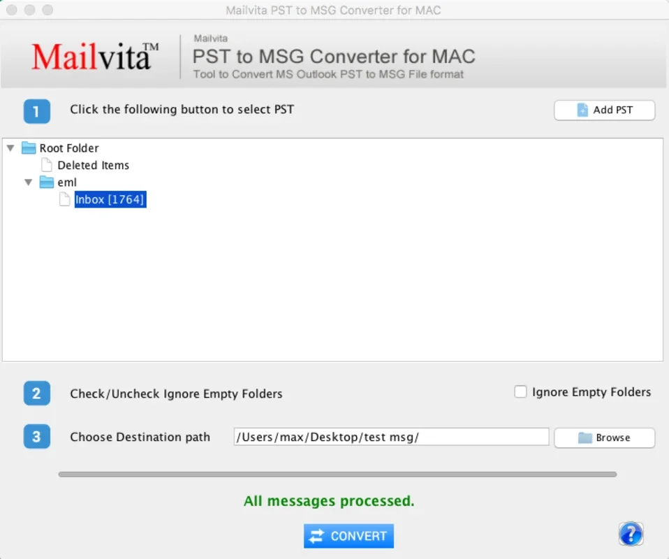 Mailvita PST to MSG Converter For Mac - Seamless Conversion