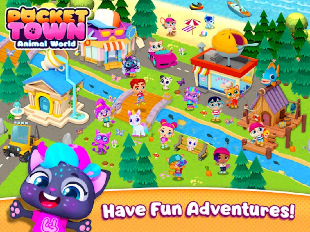 Pocket Town - Animal World for Android: Build and Explore