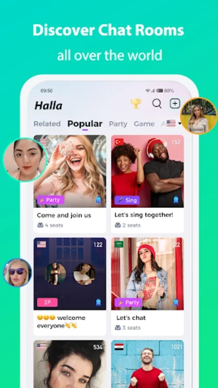 Halla - Group Voice Chat Rooms for Android: Secure Social Connection