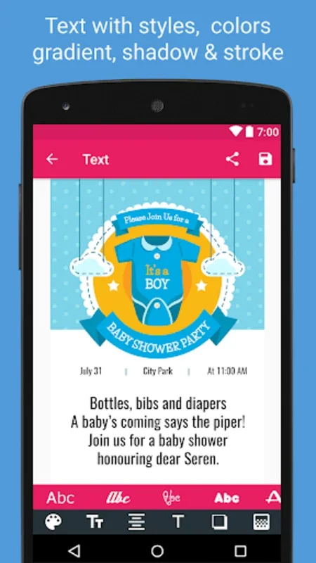 Baby Shower Invitation for Android - Customize Your Invitations