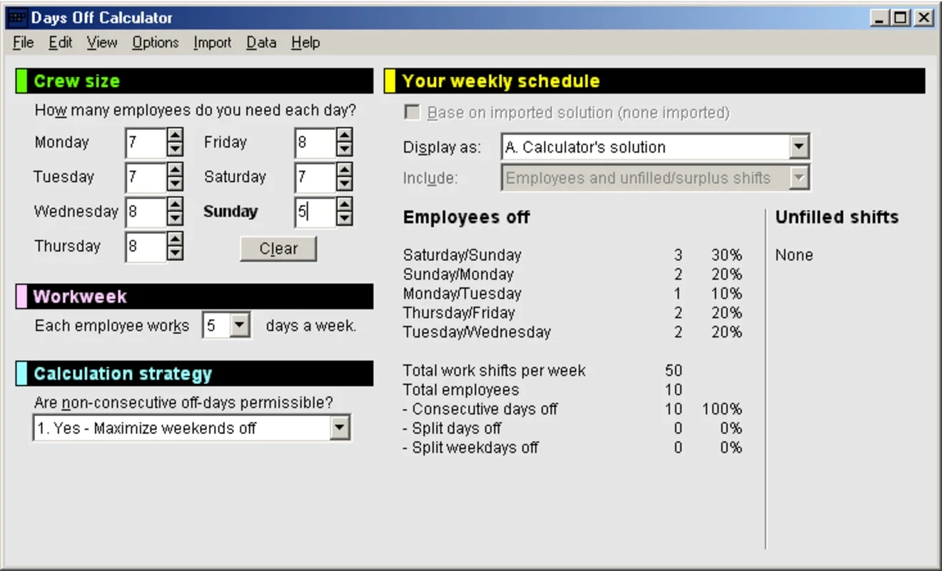 Days Off Calculator for Windows: Optimize Your Workforce Scheduling