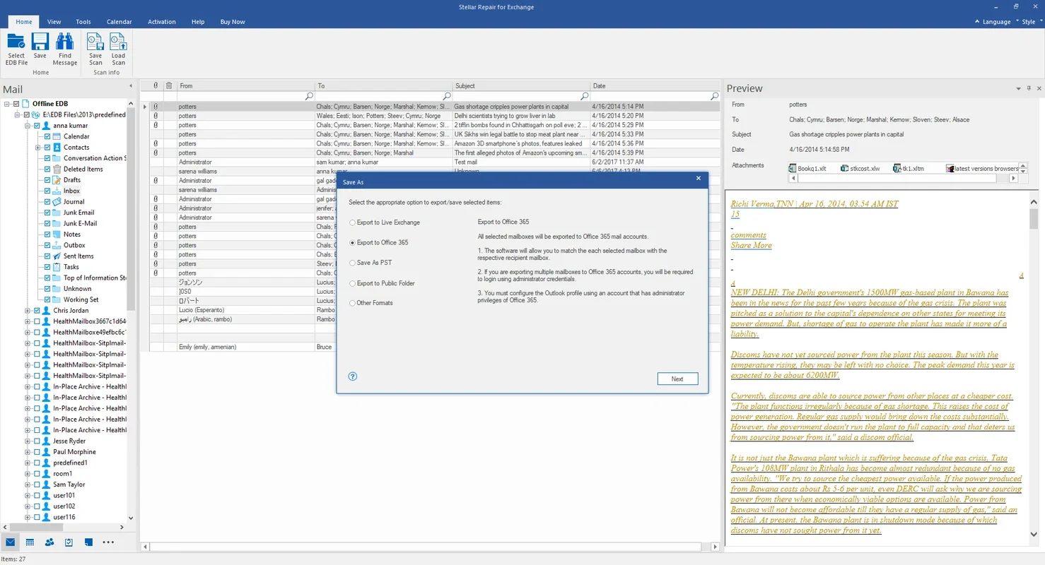 Stellar Repair for Exchange for Windows - Recover Exchange Database