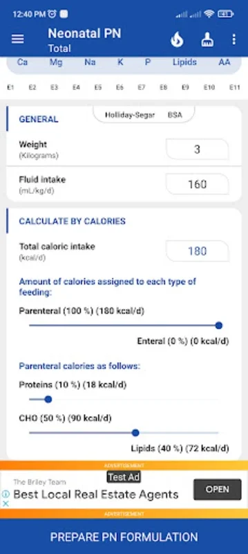 Neoliq • Parenteral Nutrition for Android: Precise Neonatal Nutrition