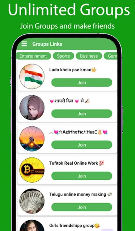 Groups Links for Android - Seamless Access to WhatsApp Groups