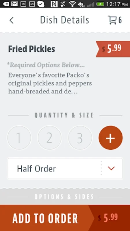 Tony Packo for Android: Customize Meals and Plan Orders