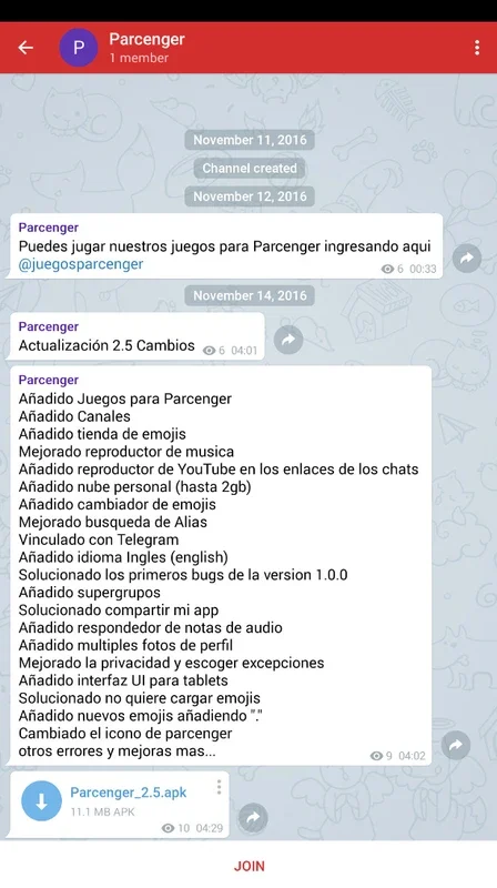 Parcenger for Android - Instant Messaging Based on Telegram