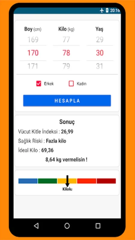 İdeal Kilo Hesaplama for Android - Calculate BMI Easily