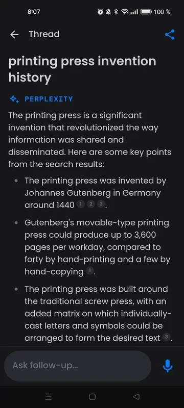 Perplexity for Android - Quick AI - Powered Question Answering