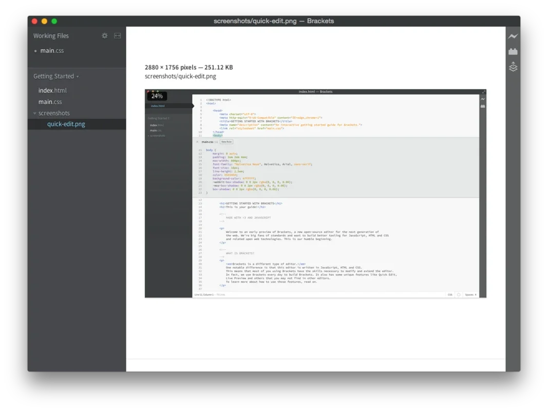 Brackets for Mac - Streamlined Web Development