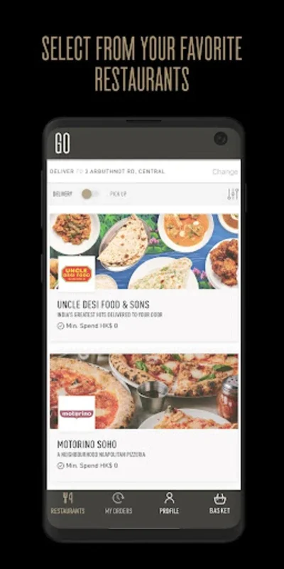 GO by Black Sheep Restaurants for Android - Swift Meal Delivery