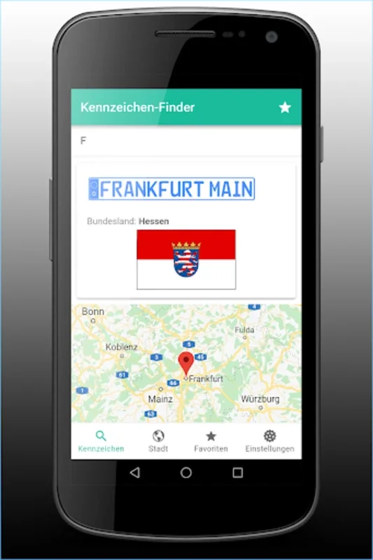 Kennzeichen-Finder mit Karte for Android - Identify License Plate Origins