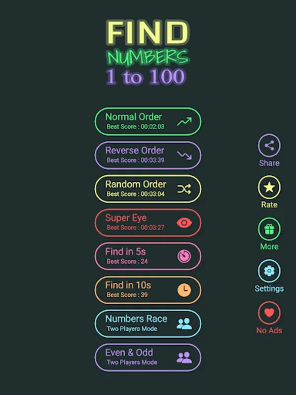 Find numbers: 1 to 100 for Android - No Downloading Required