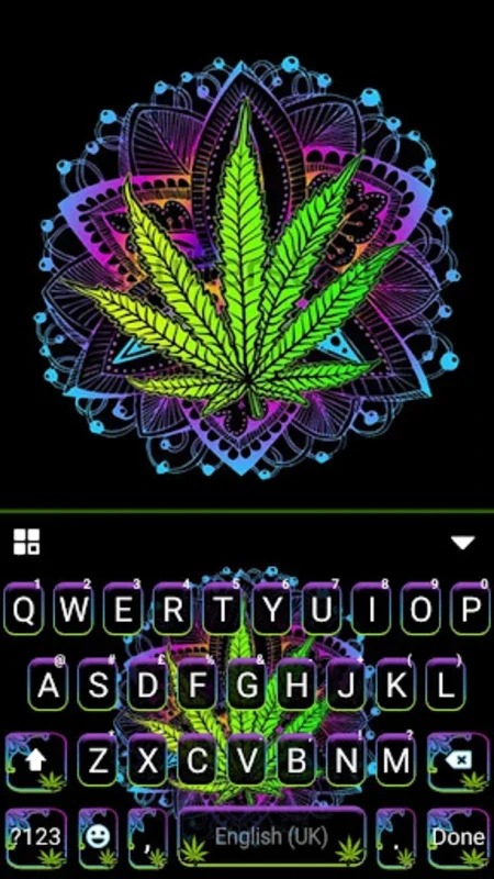 Neon Mandala Weed Keyboard Bac for Android - Customizable Typing