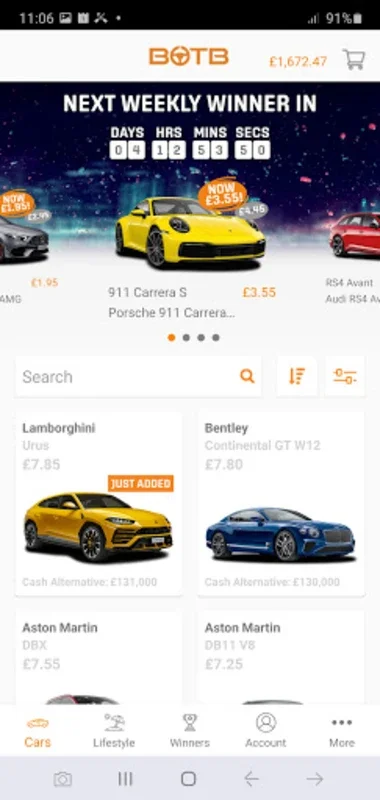 BOTB - Win Your Dream Car for Android - Win Luxury Prizes Weekly