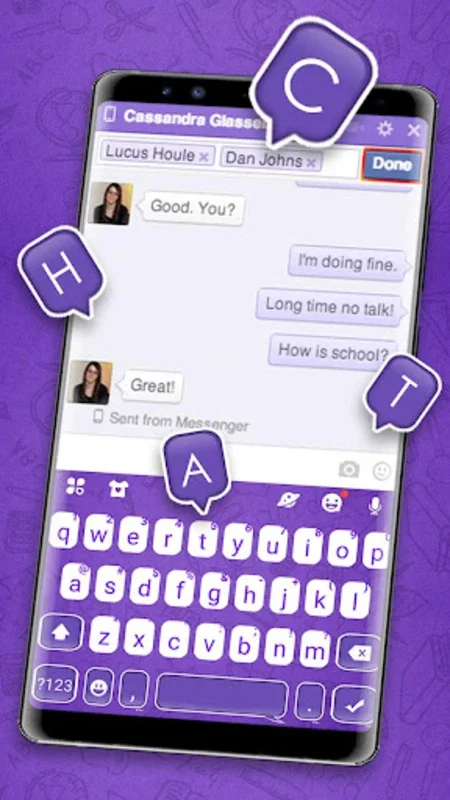 SMS Chat Purple Theme for Android: Customizable Keyboard