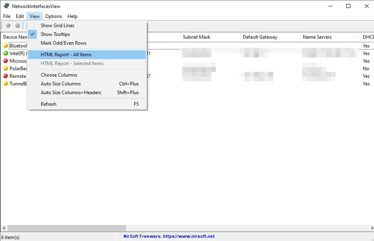 NetworkInterfacesView for Windows - View Network Adapters Easily