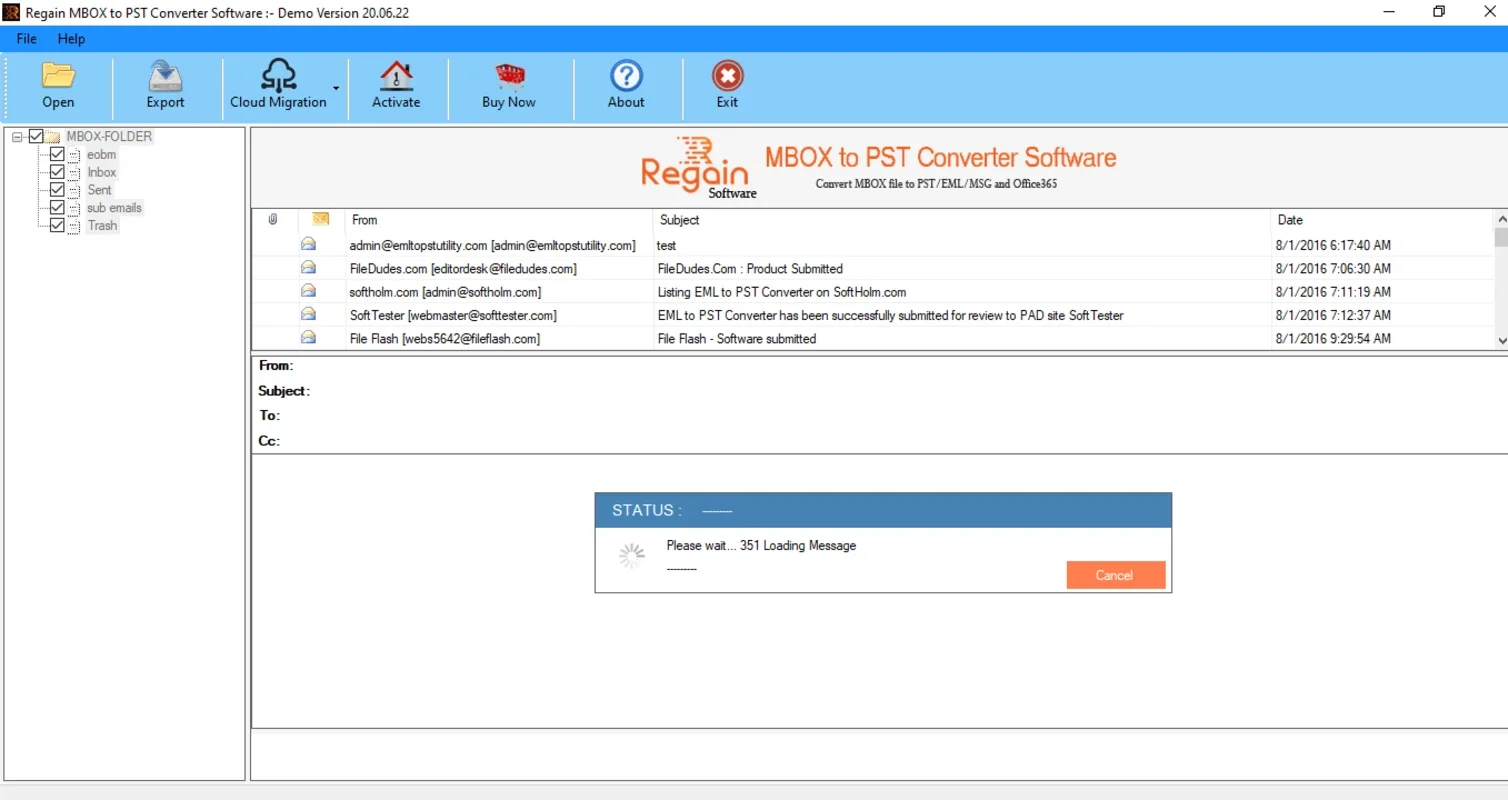 Regain MBOX to PST Converter for Windows - Effortless Conversion