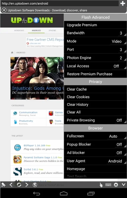 Photon Flash Player and Browser for Android - No Downloading Required
