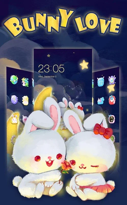 Kawaii Rabbit Love Theme for Android: Customize Your Screen