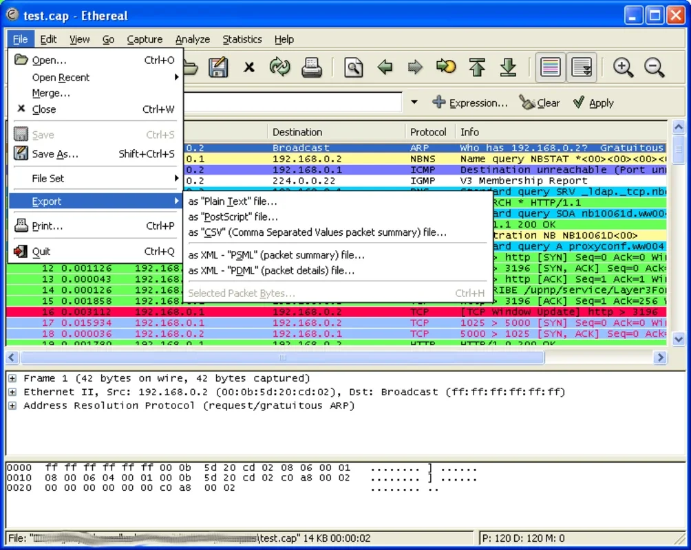 Ethereal for Windows - Network Packet Analysis