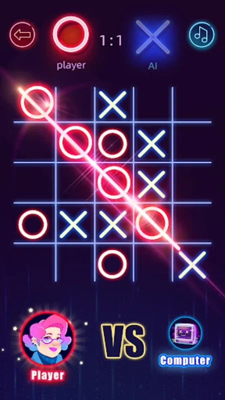 Tic Tac Toe: OX Game for Android - Neon - themed Strategic Fun