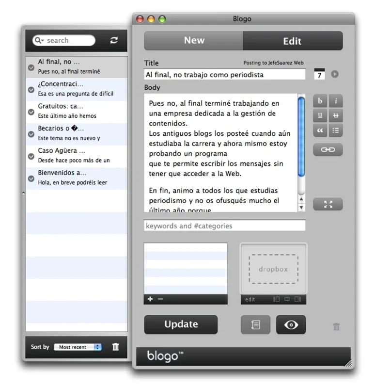 Blogo for Mac - A Free Text Editor for Blogs