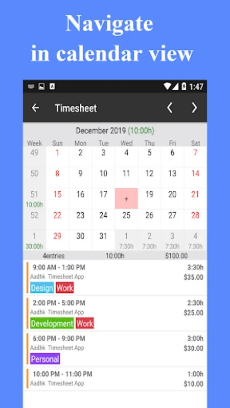 Timesheet for Android: Efficient Time and Earnings Management